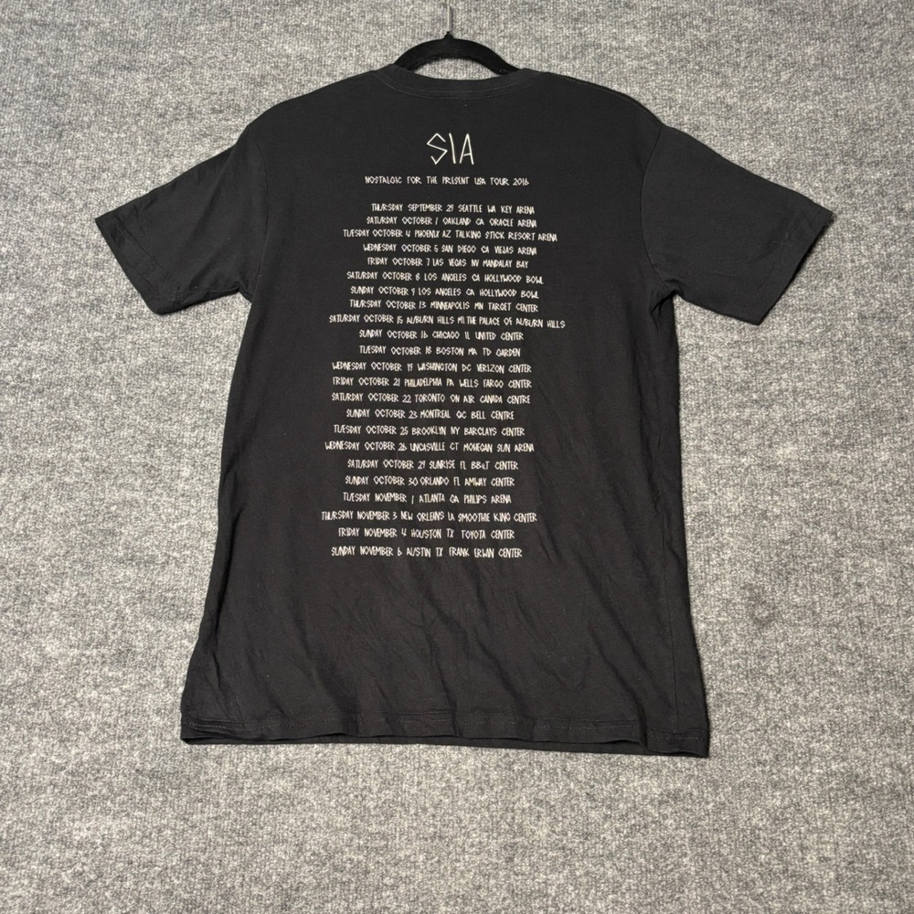 Sia Nostalgic for the Present USA Tour 2016 Black T-Shirt Small Organic Cotton